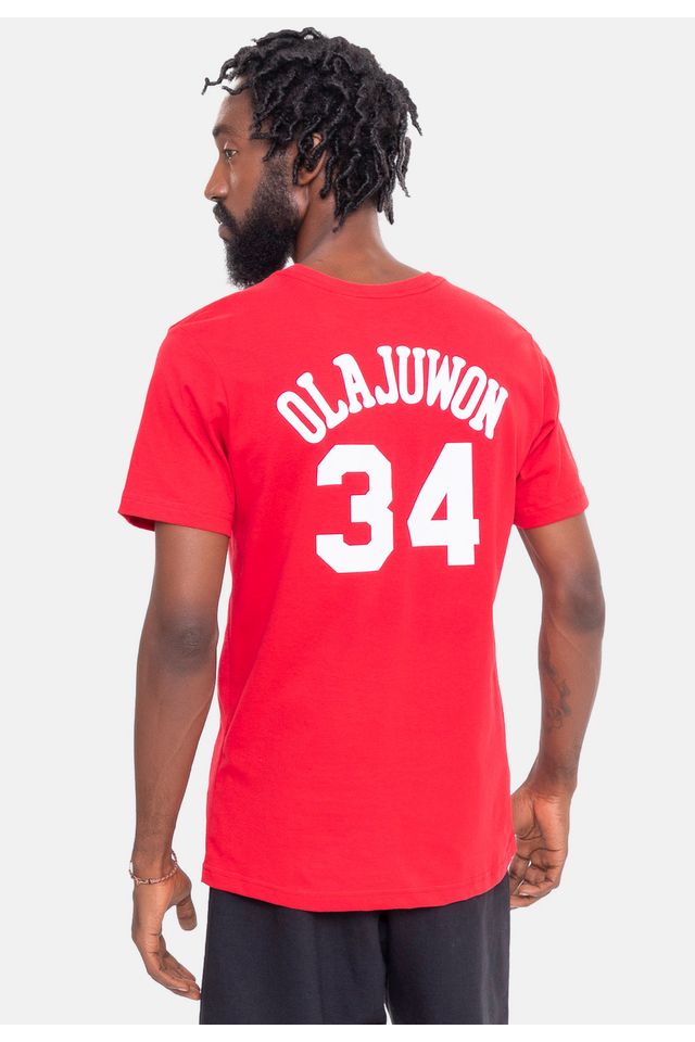 Camiseta-Mitchell---Ness-Name-And-Number-Hakeem-Olajuwon-Houston-Rockets-Vermelha