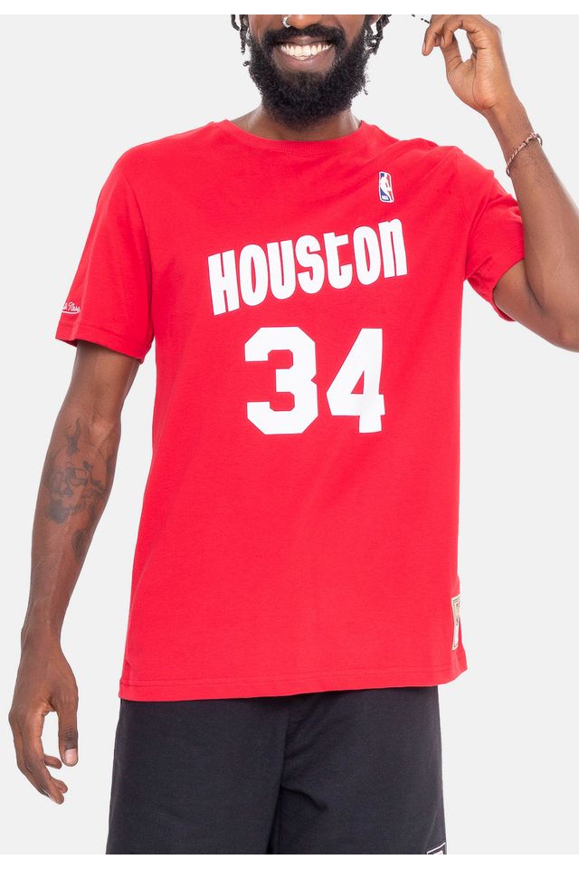 Camiseta-Mitchell---Ness-Name-And-Number-Hakeem-Olajuwon-Houston-Rockets-Vermelha