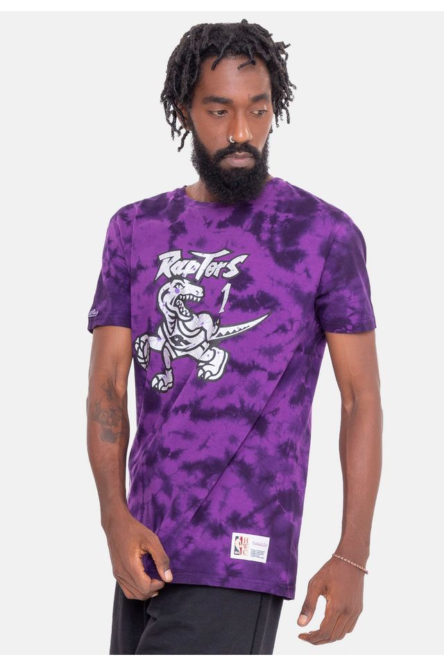 Camiseta-Mitchell---Ness-Galaxy-Tie-Dye-Toronto-Raptors-Tracy-Mc-Grady-Roxa