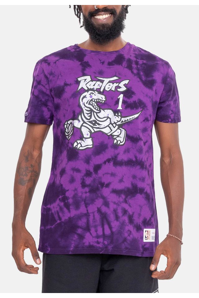 Camiseta-Mitchell---Ness-Galaxy-Tie-Dye-Toronto-Raptors-Tracy-Mc-Grady-Roxa
