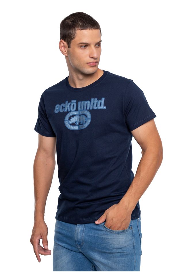 Camiseta-Ecko-Estampada-Azul-Marinho