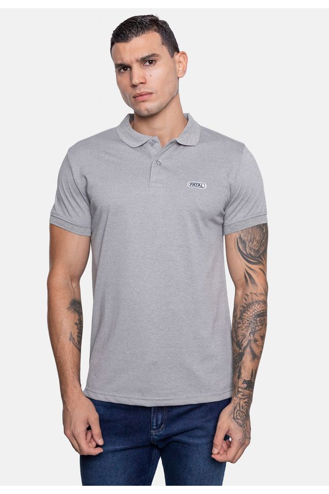 Camisa-Fatal-Polo-Piquet-Cinza-Mescla