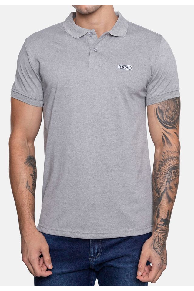 Camisa-Fatal-Polo-Piquet-Cinza-Mescla
