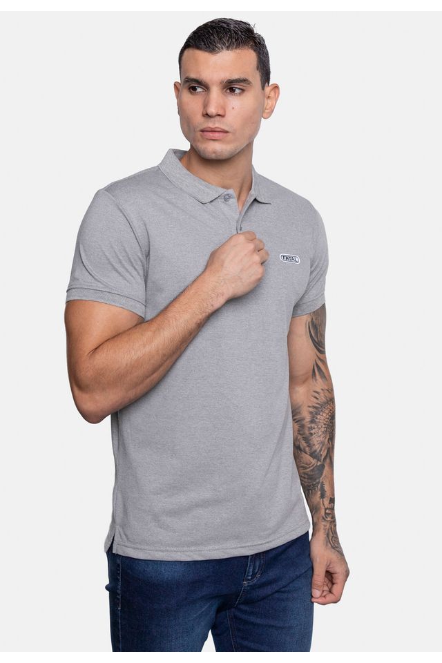Camisa-Fatal-Polo-Piquet-Cinza-Mescla