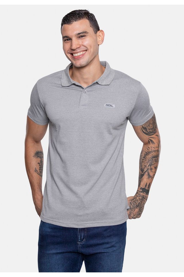 Camisa-Fatal-Polo-Piquet-Cinza-Mescla
