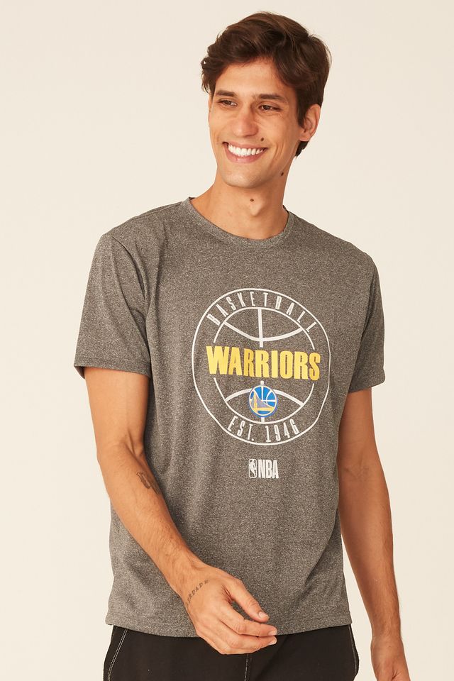 Camiseta-NBA-Estampada-Golden-State-Warriors-Casual-Cinza-Mescla-Escuro