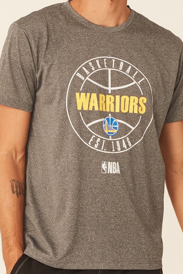 Camiseta-NBA-Estampada-Golden-State-Warriors-Casual-Cinza-Mescla-Escuro