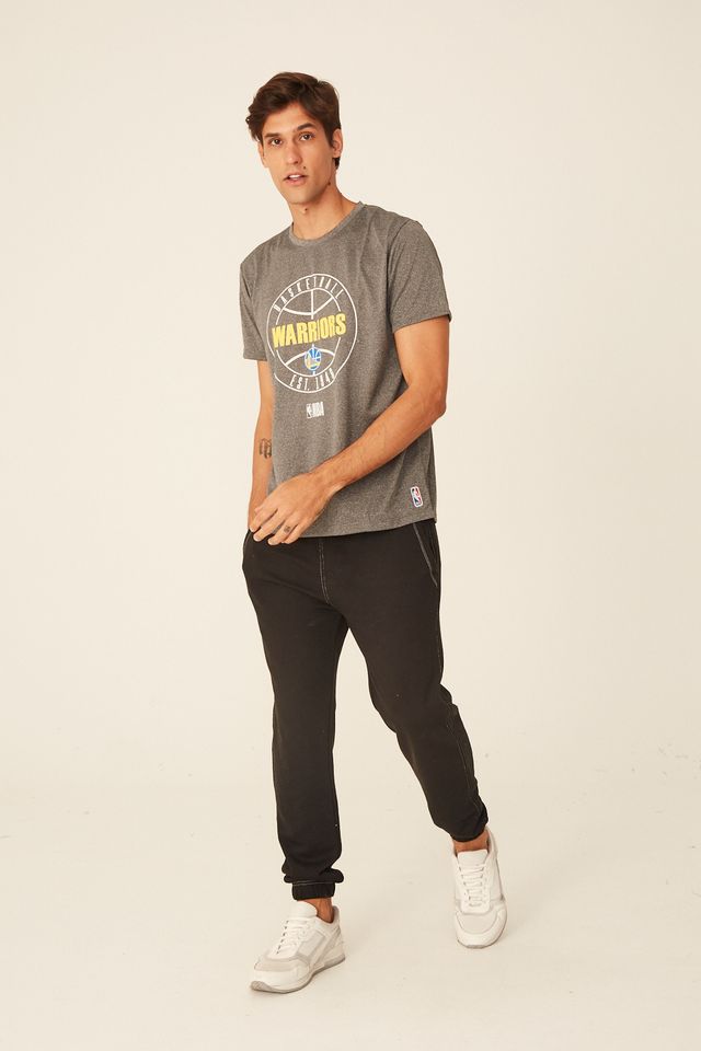 Camiseta-NBA-Estampada-Golden-State-Warriors-Casual-Cinza-Mescla-Escuro