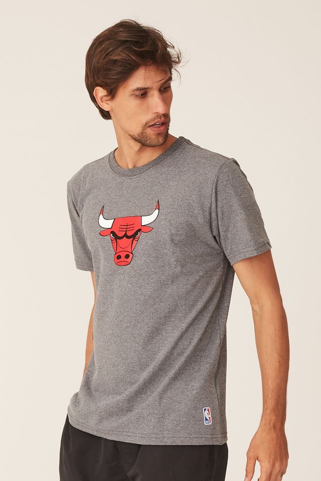 Camiseta-NBA-Estampada-Vinil-Chicago-Bulls-Casual-Cinza-Mescla-Escuro