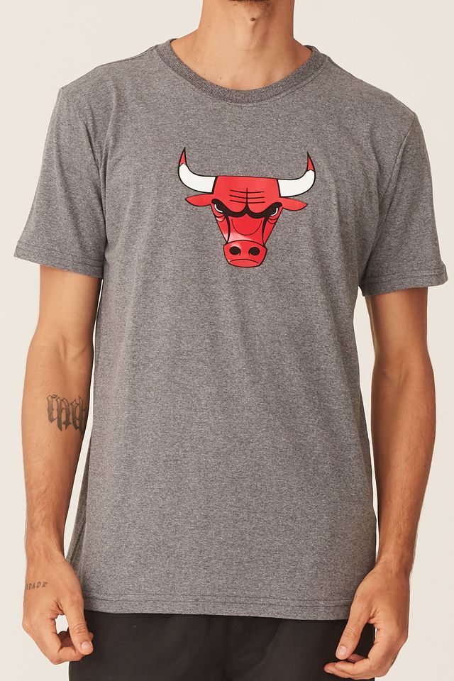 Camiseta-NBA-Estampada-Vinil-Chicago-Bulls-Casual-Cinza-Mescla-Escuro