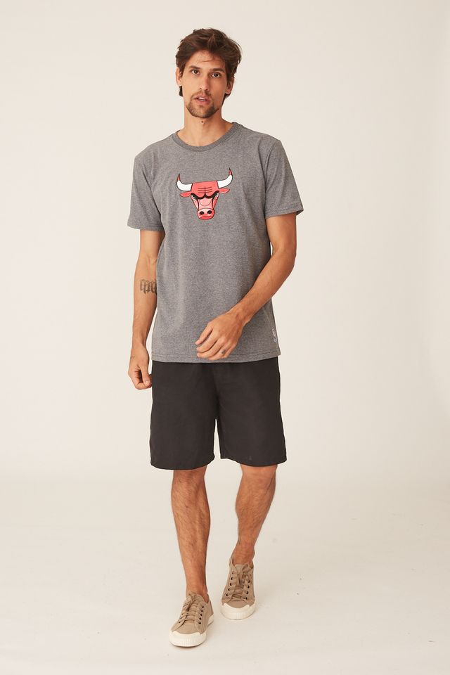 Camiseta-NBA-Estampada-Vinil-Chicago-Bulls-Casual-Cinza-Mescla-Escuro