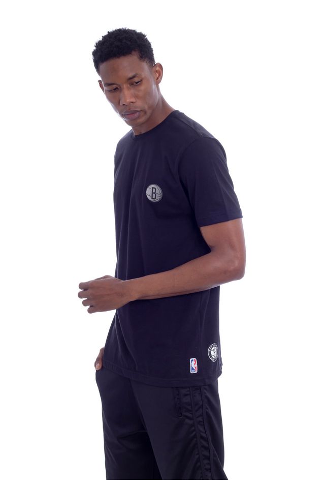 Camiseta-NBA-Estampada-Brooklyn-Nets-Casual-Preta