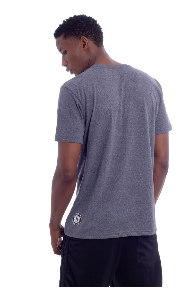 Camiseta-NBA-Estampada-Brooklyn-Nets-Casual-Cinza-Mescla-Escuro