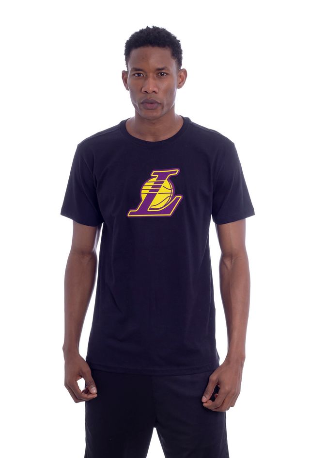 Camiseta-NBA-Estampada-Vinil-Los-Angeles-Lakers-Casual-Preta