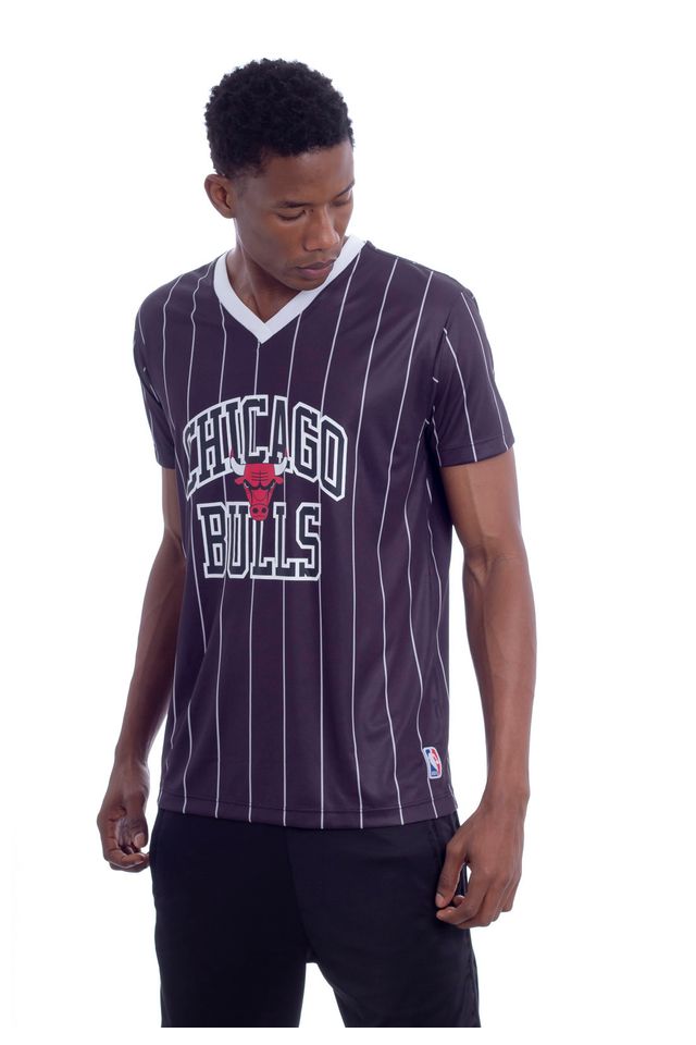 Camiseta-NBA-Estampada-Chicago-Bulls-Casual-Preta
