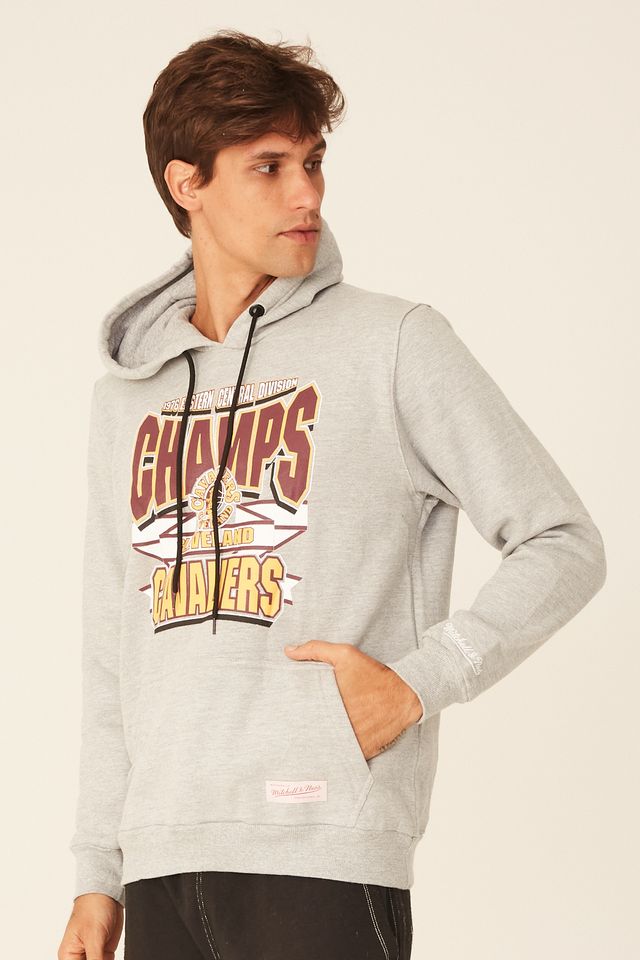 Moletom-Mitchell---Ness-NBA-Fechado-Com-Capuz-Cleveland-Cavaliers-Cinza-Mescla