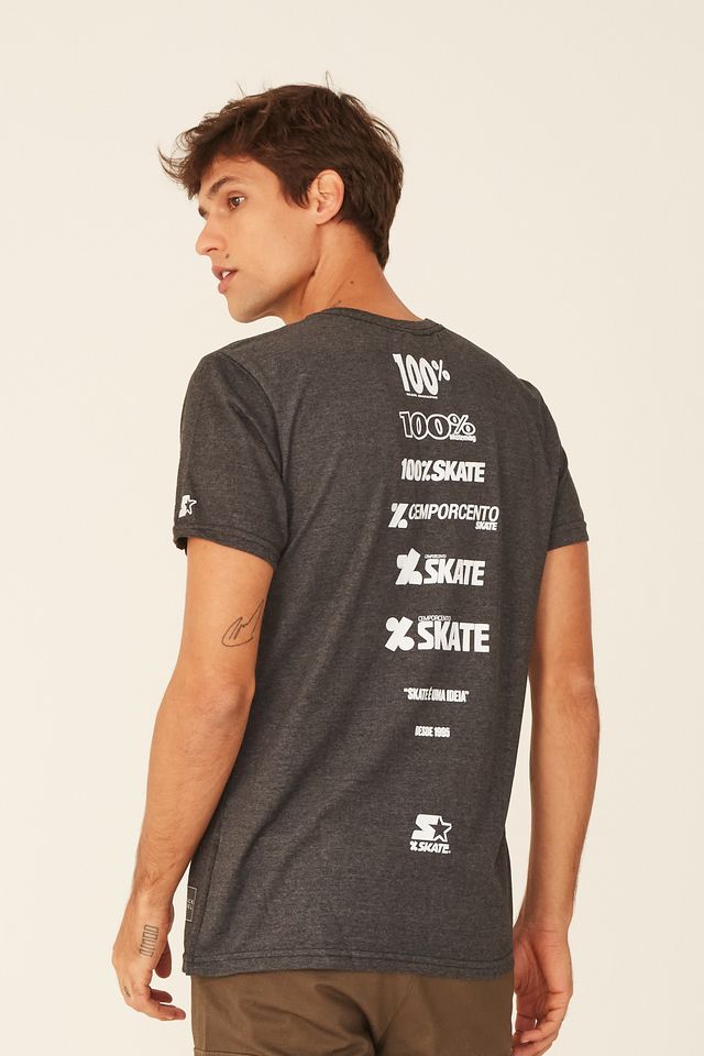 Camiseta-Starter-Estampada-Collab-Cemporcento-Skate-Cinza-Mescla-Escuro
