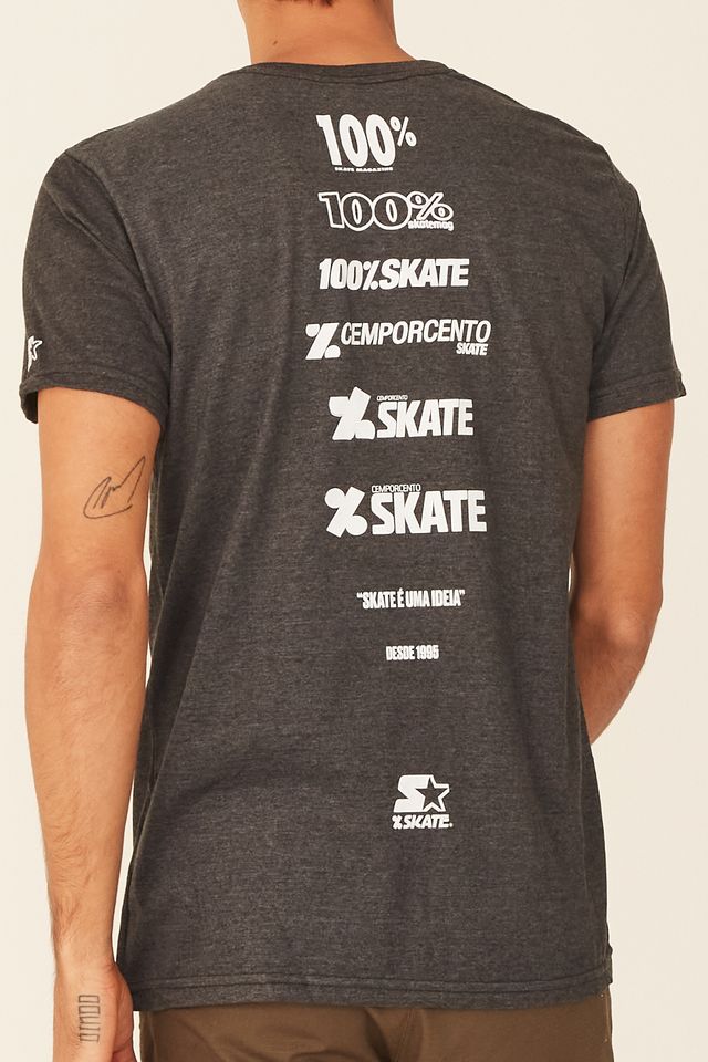 Camiseta-Starter-Estampada-Collab-Cemporcento-Skate-Cinza-Mescla-Escuro