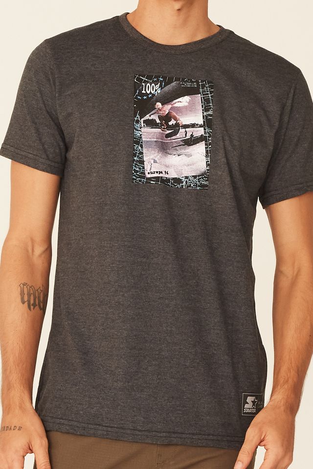 Camiseta-Starter-Estampada-Collab-Cemporcento-Skate-Cinza-Mescla-Escuro