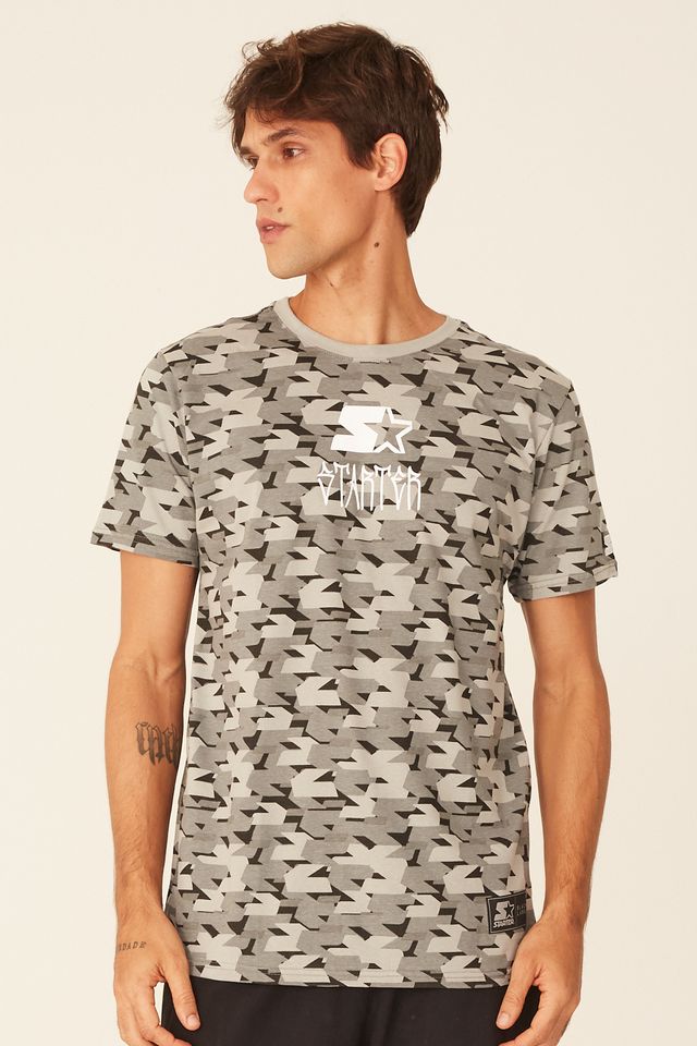 Camiseta-Starter-Especial-Estampada-Pixo-Black-Label-Cinza
