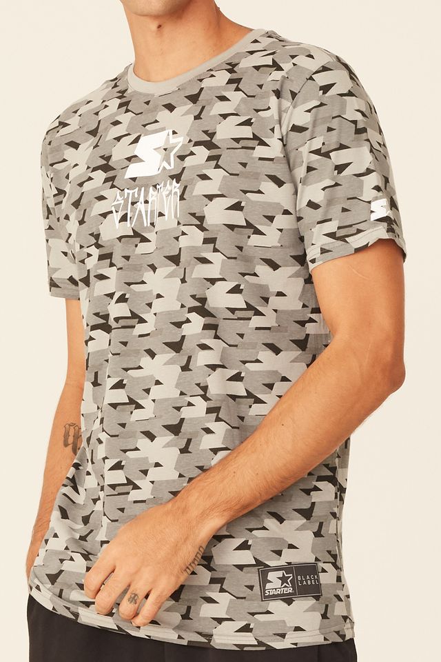 Camiseta-Starter-Especial-Estampada-Pixo-Black-Label-Cinza