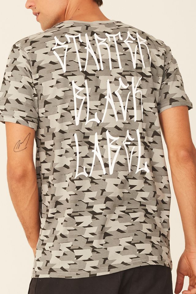 Camiseta-Starter-Especial-Estampada-Pixo-Black-Label-Cinza
