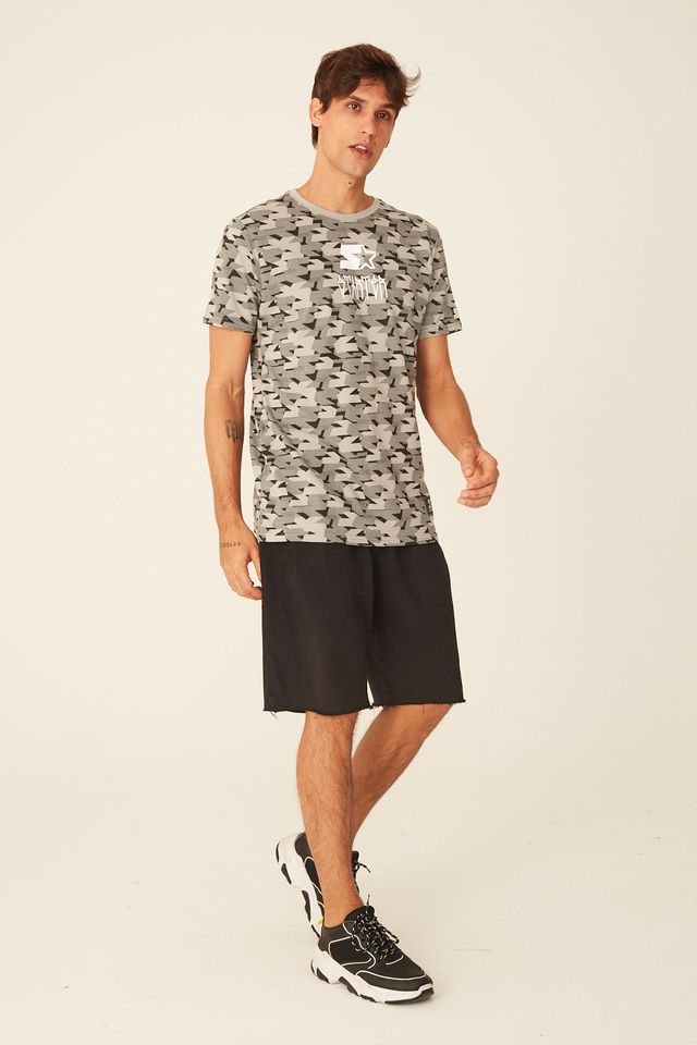 Camiseta-Starter-Especial-Estampada-Pixo-Black-Label-Cinza
