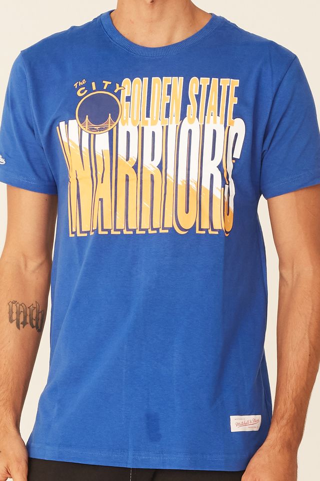 Camiseta-Mitchell---Ness-Estampada-Scribble-Fill-Golden-State-Warriors-Azul