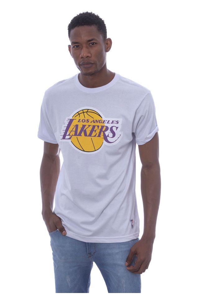 Camiseta-NBA-Estampada-Big-Logo-Los-Angeles-Lakers-Casual-Branca