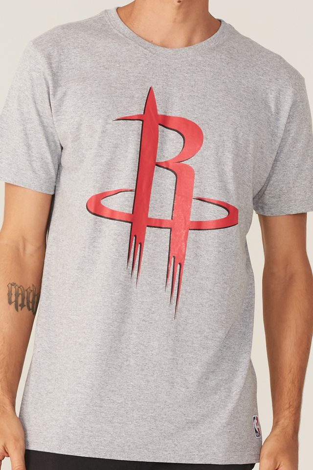 Camiseta-NBA-Estampada-Big-Logo-Houston-Rockets-Casual-Cinza-Mescla