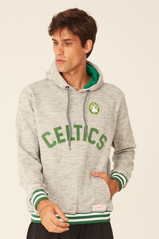 Moletom-Mitchell---Ness-Fechado-Com-Capuz-Boston-Celtics-Cinza-Mescla