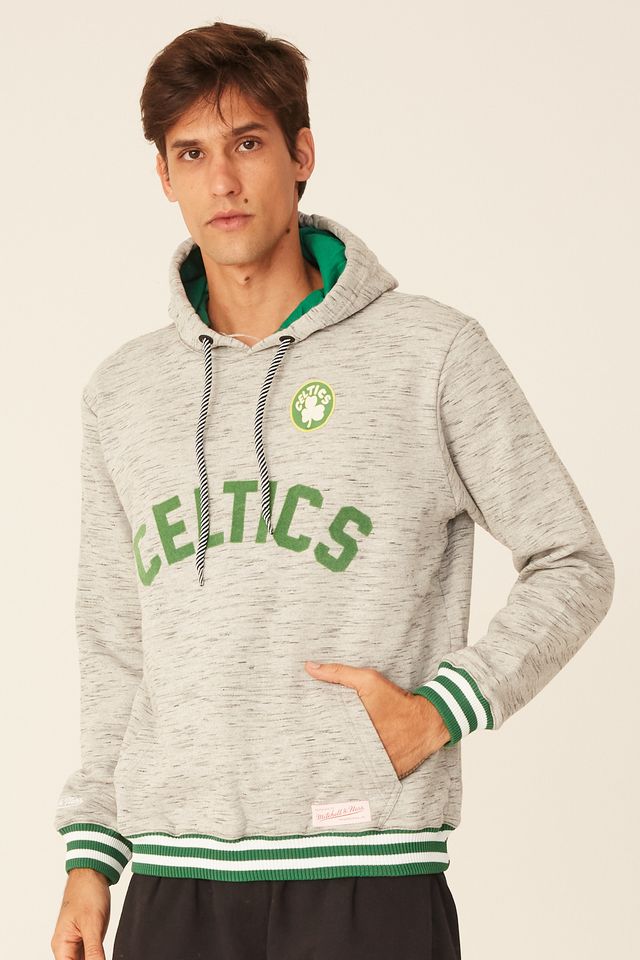 Moletom-Mitchell---Ness-Fechado-Com-Capuz-Boston-Celtics-Cinza-Mescla
