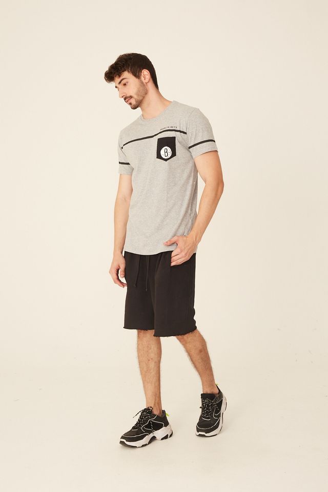 Camiseta-NBA-Estampada-Pocket-Brooklyn-Nets-Casual-Cinza-Mescla