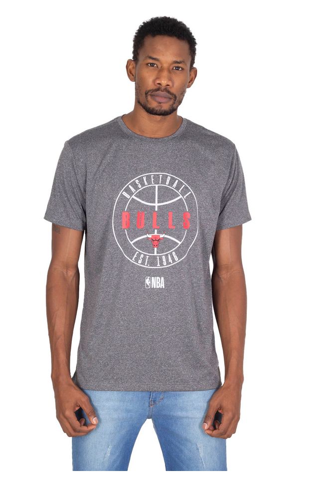 Camiseta-NBA-Estampada-Chicago-Bulls-Casual-Cinza-Mescla-Escuro