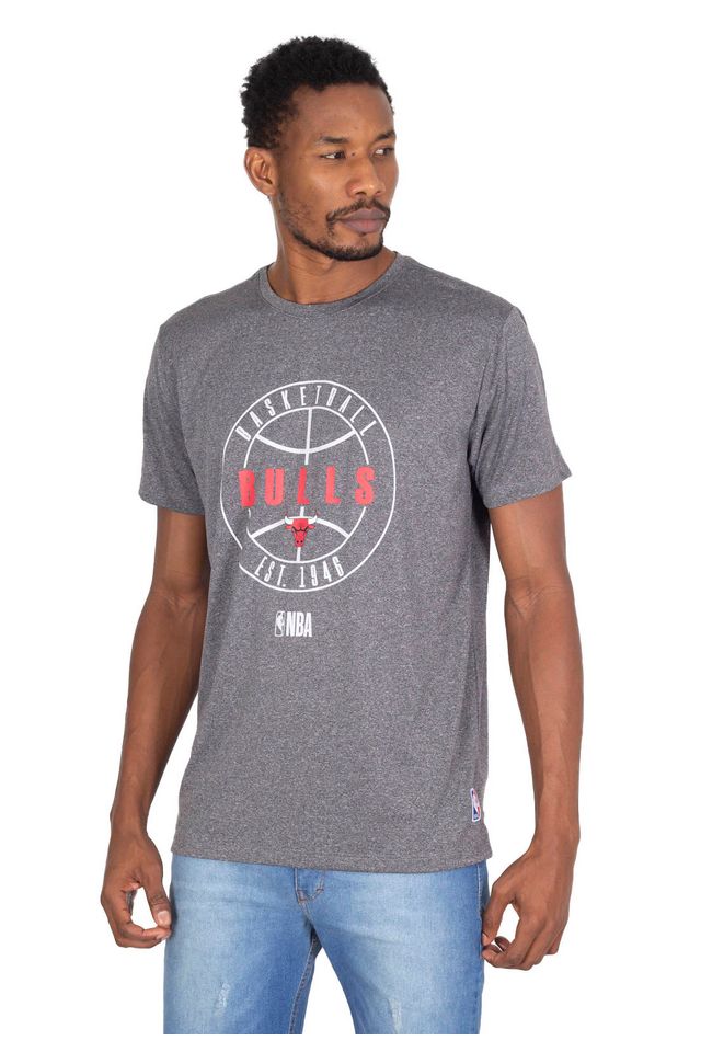 Camiseta-NBA-Estampada-Chicago-Bulls-Casual-Cinza-Mescla-Escuro