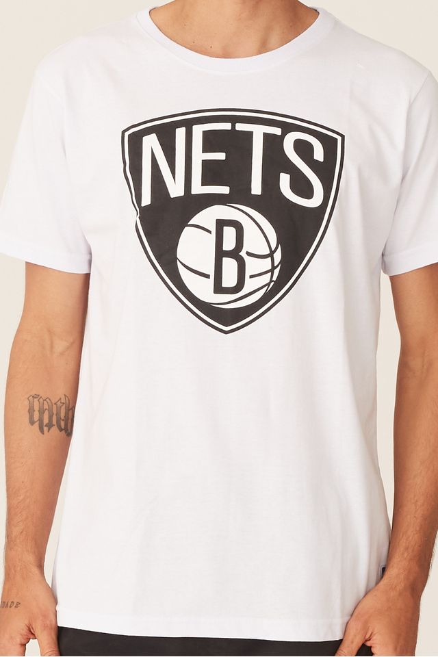 Camiseta-NBA-Estampada-Big-Logo-Brooklyn-Nets-Casual-Branca