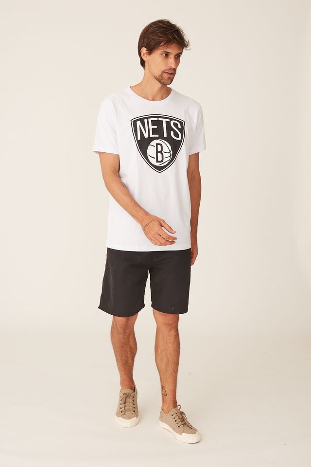 Camiseta-NBA-Estampada-Big-Logo-Brooklyn-Nets-Casual-Branca