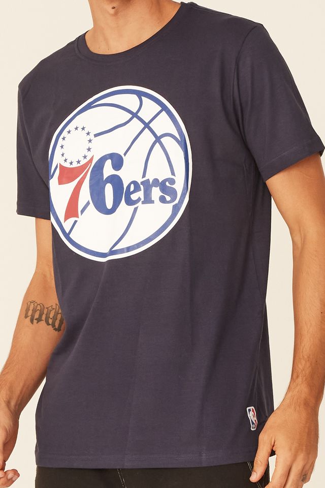 Camiseta-NBA-Estampada-Big-Logo-Philadelphia-76ERS-Casual-Azul-Marinho