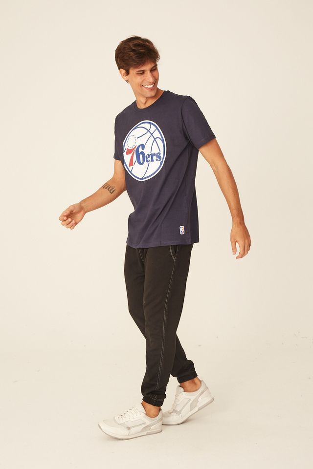 Camiseta-NBA-Estampada-Big-Logo-Philadelphia-76ERS-Casual-Azul-Marinho
