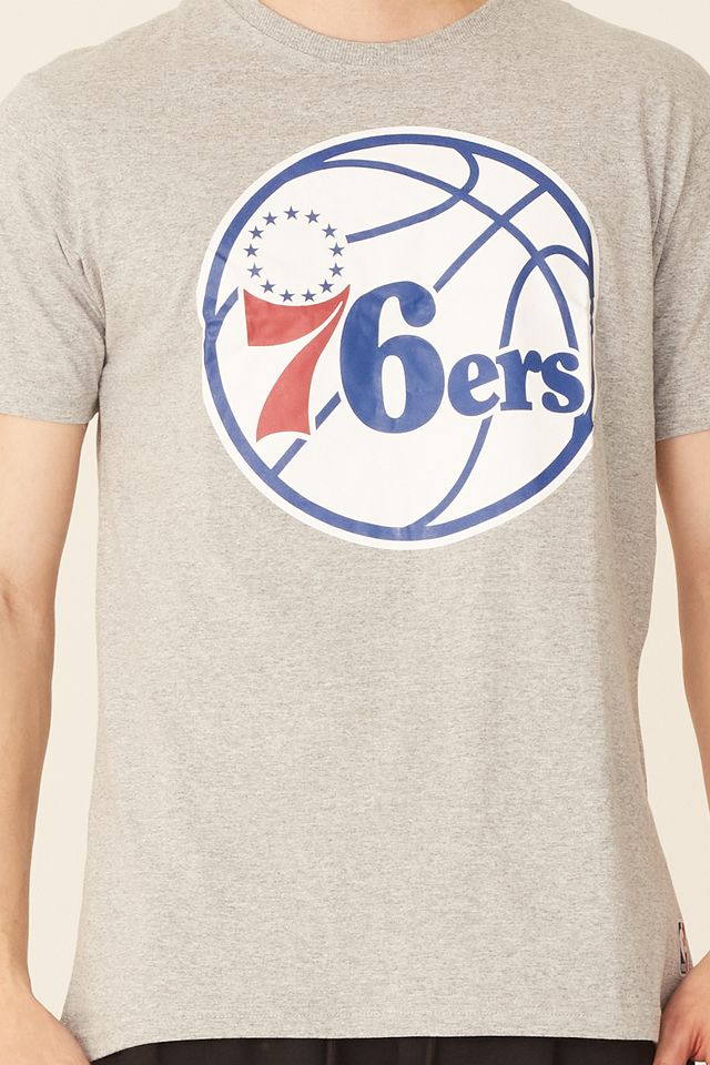 Camiseta-NBA-Estampada-Big-Logo-Philadelphia-76ERS-Casual-Cinza-Mescla