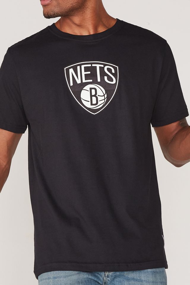 Camiseta-NBA-Estampada-Brooklyn-Nets-Casual-Preta