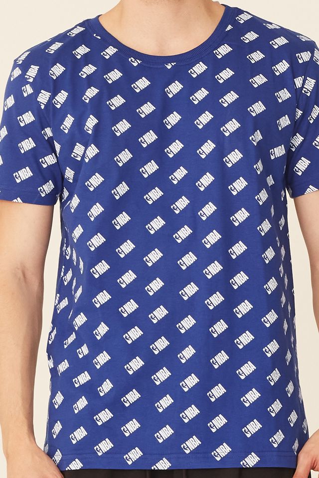 Camiseta-NBA-Estampada-Mini-Logo-Casual-Azul