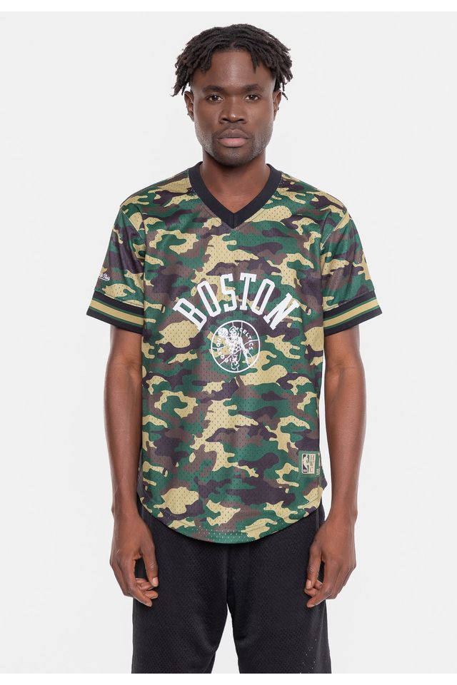 Camiseta-Mitchell---Ness-Manga-Curta-Swingman-Camuflada-Boston-Celtics-Verde