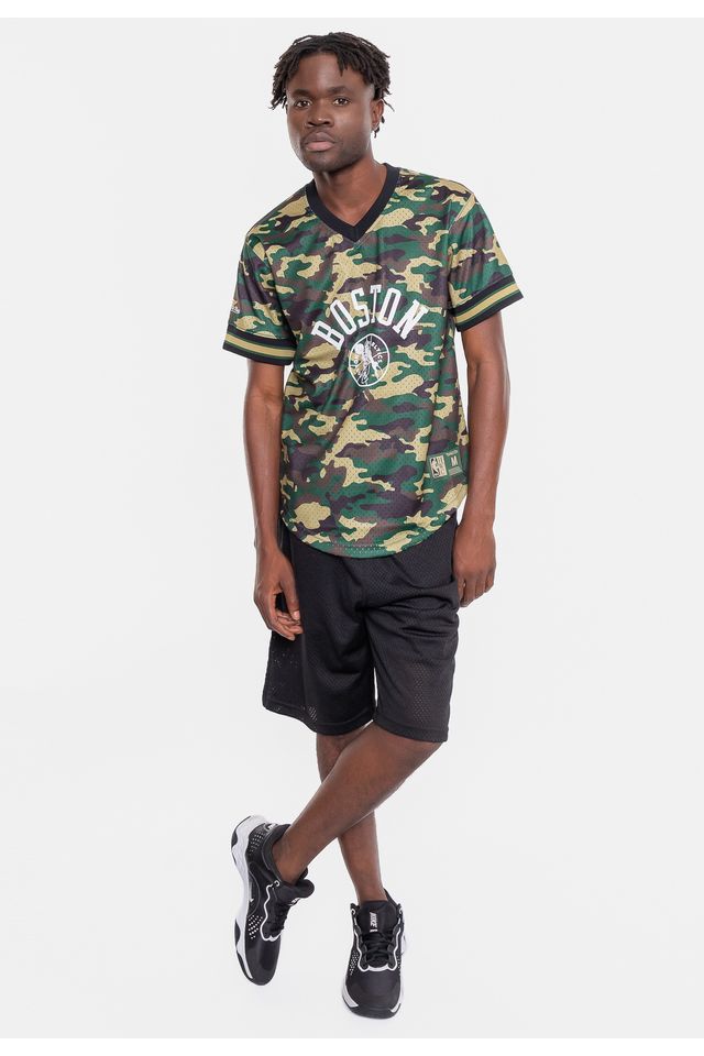 Camiseta-Mitchell---Ness-Manga-Curta-Swingman-Camuflada-Boston-Celtics-Verde