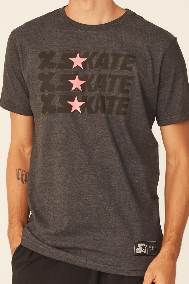 Camiseta-Starter-Estampada-Collab-Cemporcento-Skate-Cinza-Mescla-Escuro