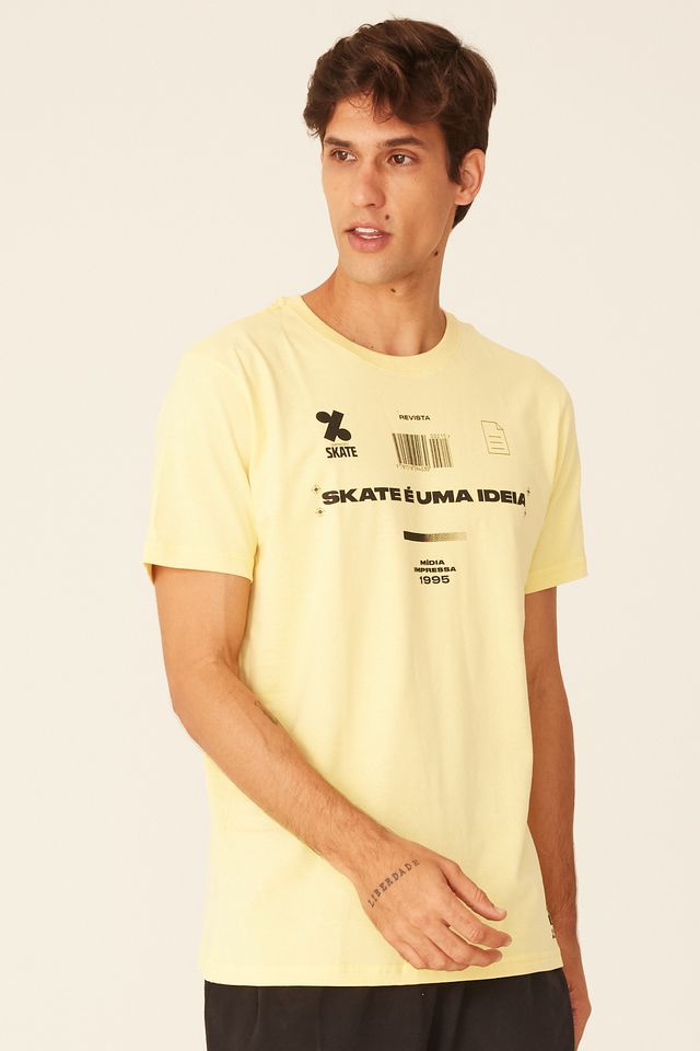 Camiseta-Starter-Estampada-Collab-Cemporcento-Skate-Amarela