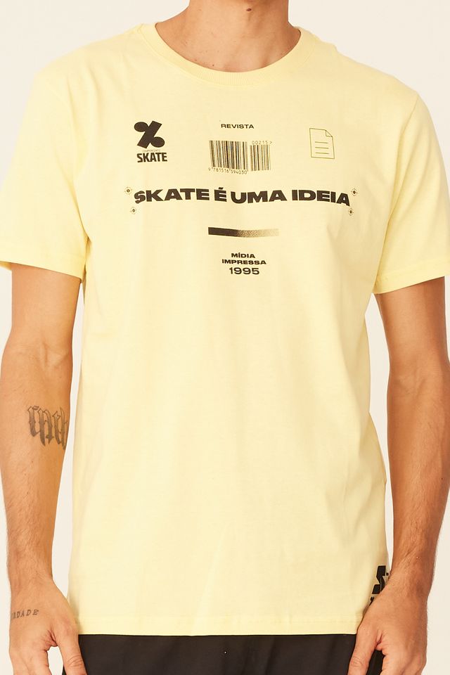 Camiseta-Starter-Estampada-Collab-Cemporcento-Skate-Amarela