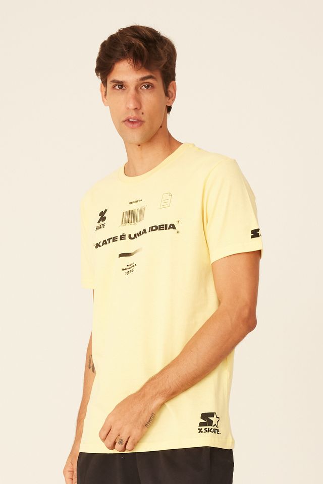 Camiseta-Starter-Estampada-Collab-Cemporcento-Skate-Amarela