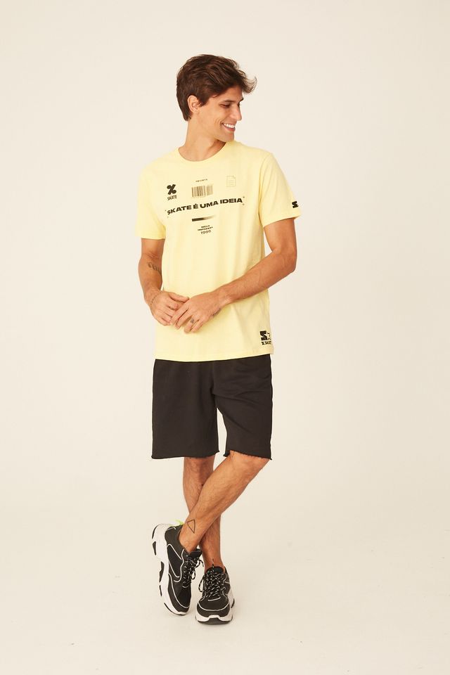 Camiseta-Starter-Estampada-Collab-Cemporcento-Skate-Amarela