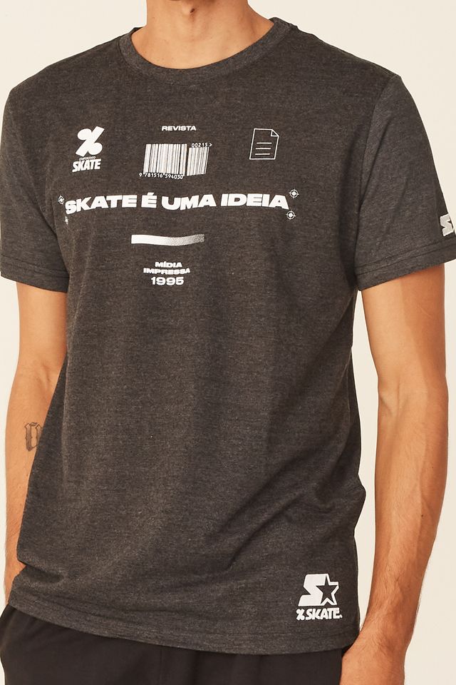 Camiseta-Starter-Estampada-Collab-Cemporcento-Skate-Cinza-Mescla-Escuro